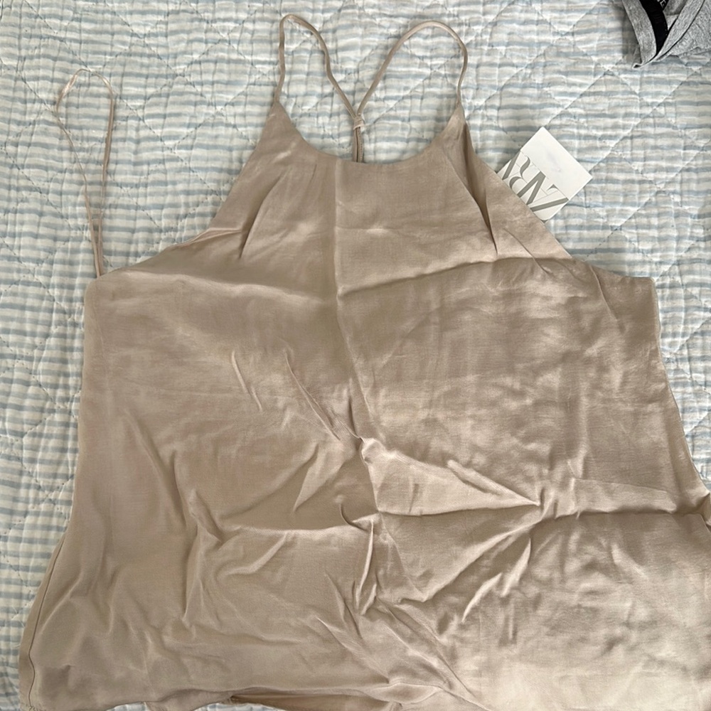 Zara Beige Satin Cami Top